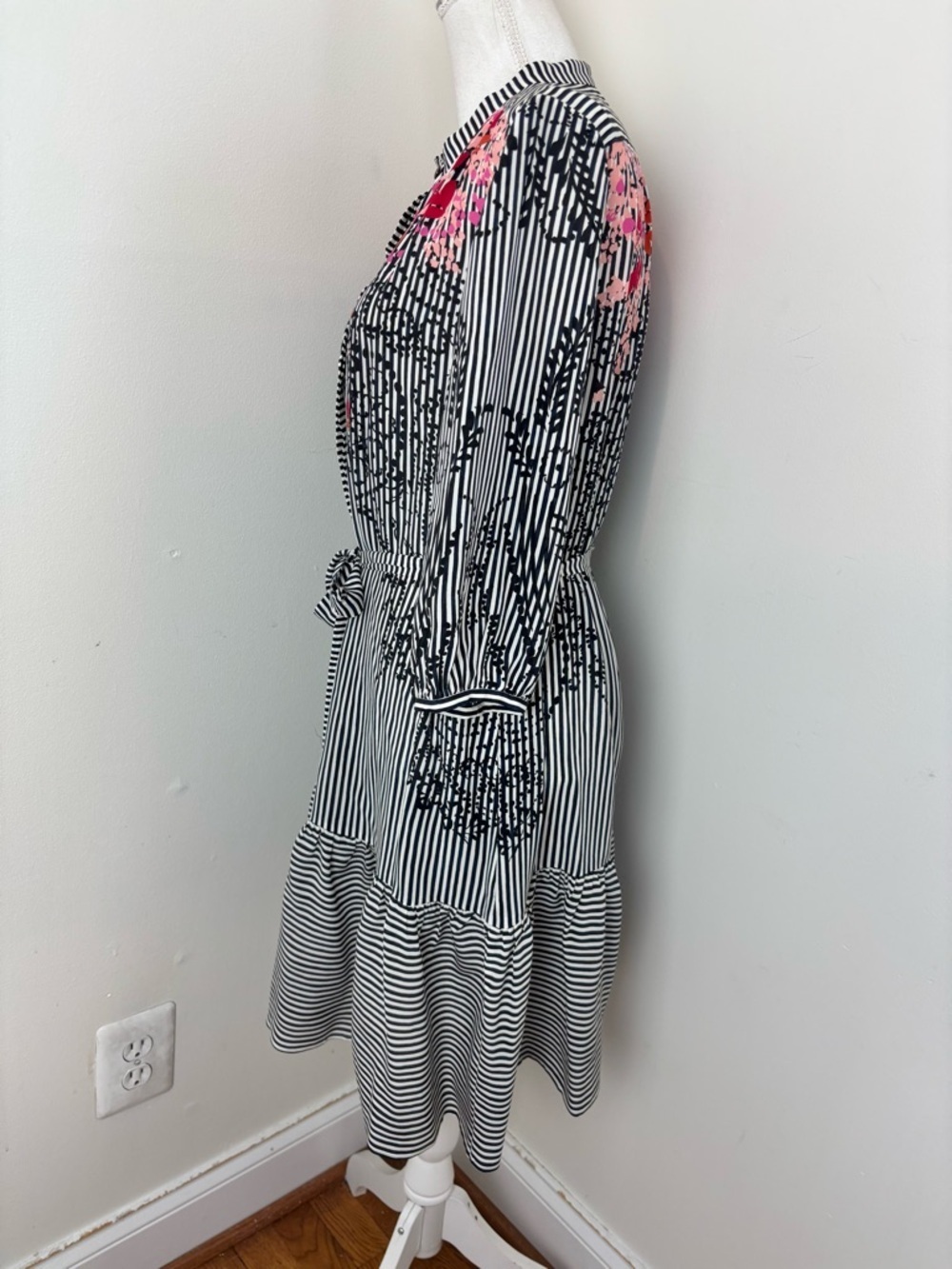 Saloni Tyra Silk Black and White Dress In Size 10 NWT - Picture 2 of 10